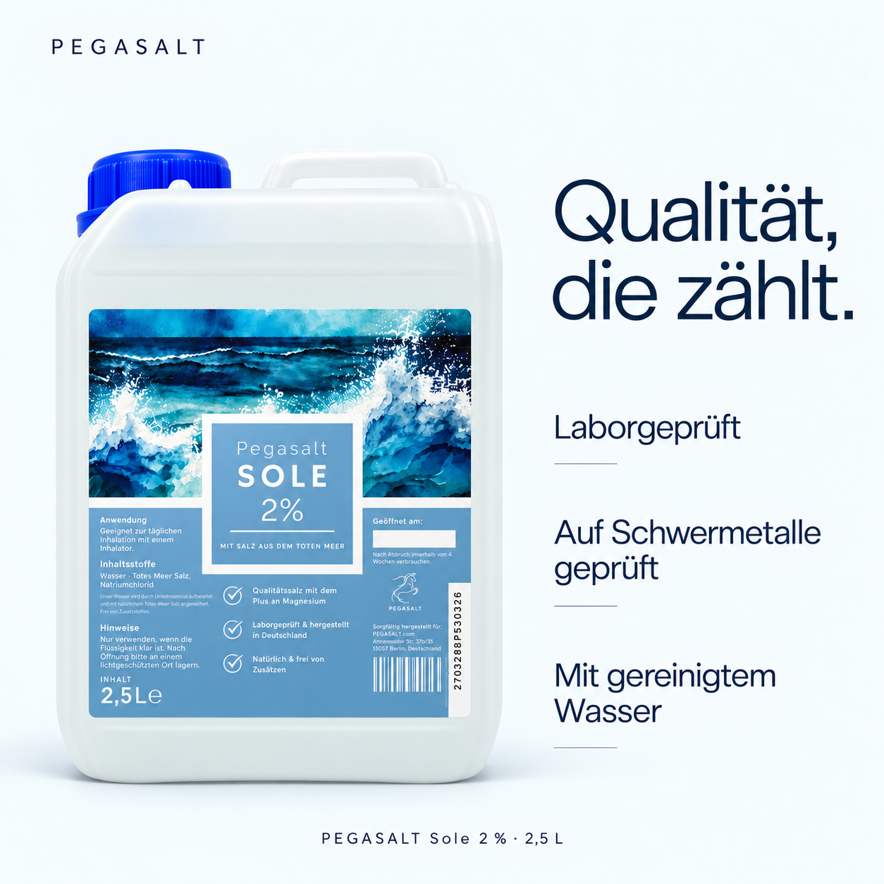 Pegasalt-Sole für Pferde zum Inhalieren | mit Salz vom Toten Meer 2500 ml | PEGASALT