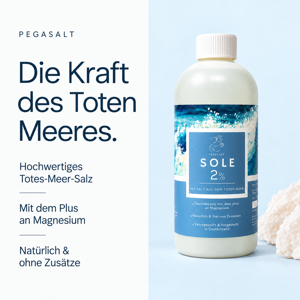 Pegasalt-Sole 2 % mit Salz vom Toten Meer 1000 ml | PEGASALT